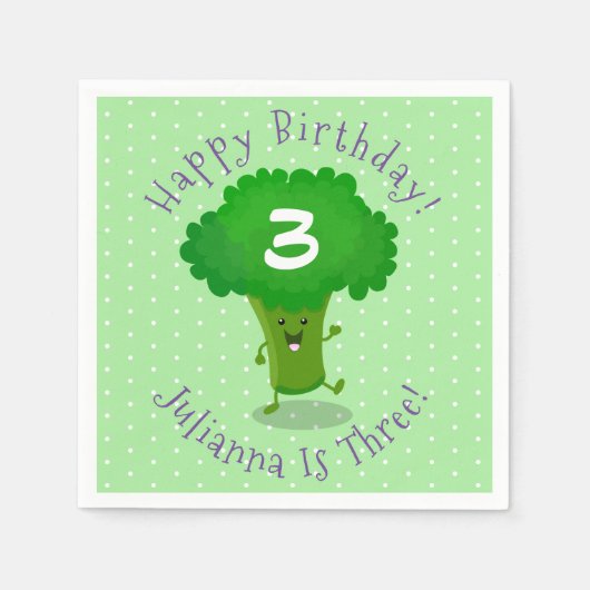 Niedliche Kawaii tanzende Broccoli Cartoon-Abbildu Serviette (Vorderseite)