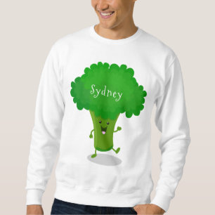 Niedliche Kawaii tanzende Broccoli Cartoon-Abbildu Sweatshirt
