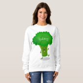 Niedliche Kawaii tanzende Broccoli Cartoon-Abbildu Sweatshirt (Vorne ganz)