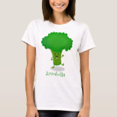 Niedliche Kawaii tanzende Broccoli Cartoon-Abbildu T-Shirt (Vorderseite)