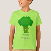 Niedliche Kawaii tanzende Broccoli Cartoon-Abbildu T-Shirt (Vorderseite)