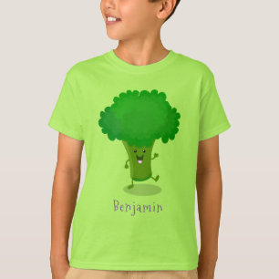 Niedliche Kawaii tanzende Broccoli Cartoon-Abbildu T-Shirt