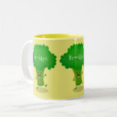 Niedliche Kawaii tanzende Broccoli Cartoon-Abbildu Zweifarbige Tasse (Vorderseite Links)