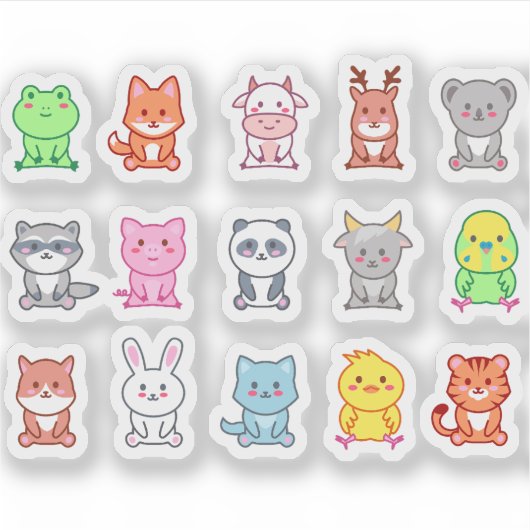 Niedliche Kawaii-Tierkleber Aufkleber (Vorderseite)