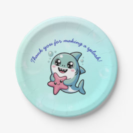 Niedliche Kawaii und Starfish Shark Baby Dusche Pappteller