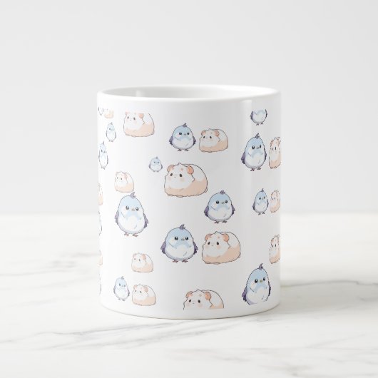 Niedliche Kawaii-Vögel und Guinea Schweine.Kawaii- Jumbo-Tasse (Vorderseite)