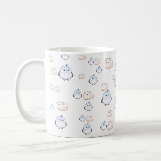 Niedliche Kawaii-Vögel und Guinea Schweine.Kawaii- Kaffeetasse (Links)