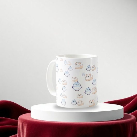 Niedliche Kawaii-Vögel und Guinea Schweine.Kawaii- Kaffeetasse