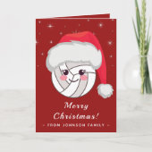 Niedliche Kawaii Volleyball Ball Weihnachtsmannmüt Karte (Vorderseite)