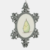 Niedliche Kawaii Wasserfarbenpear Schneeflocken Zinn-Ornament (Links)
