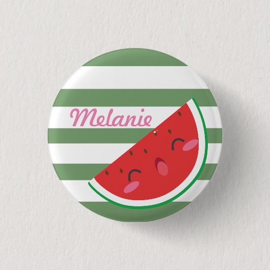 Niedliche Kawaii Wassermelone personalisiert Button (Vorderseite)