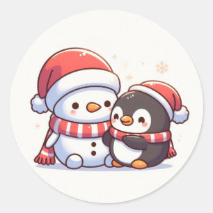 Niedliche Kawaii Weihnachtsaufkleber Runder Aufkleber