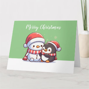 Niedliche Kawaii Weihnachtskarte mit Snowman Karte