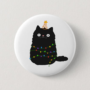 Niedliche Kawaii-Weihnachtskatze Button