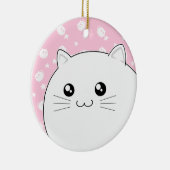 Niedliche Kawaii weiße Kittykatze Keramikornament (Rechts)
