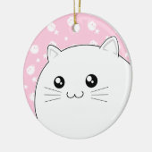 Niedliche Kawaii weiße Kittykatze Keramikornament (Links)