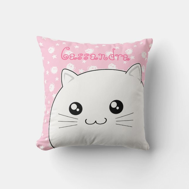 Niedliche Kawaii weiße Kittykatze Kissen (Vorderseite)