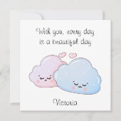 Niedliche Kawaii Wolken Feiertagskarte (Vorderseite)