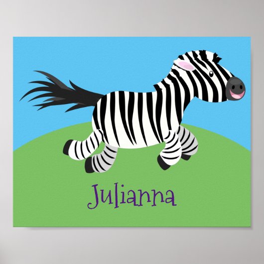 Niedliche Kawaii zebra Cartoon-Abbildung Poster (Vorne)