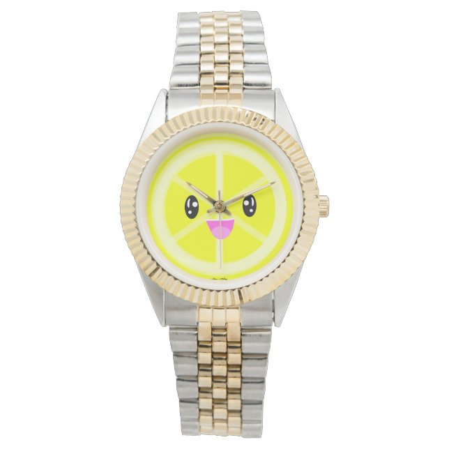 Niedliche Kawaii Zitrusfrüchte Zitronenfrüchte Zit Armbanduhr (Vorderseite)
