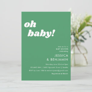Niedliche Kelly Green Moderne Oh Babydusche Einladung