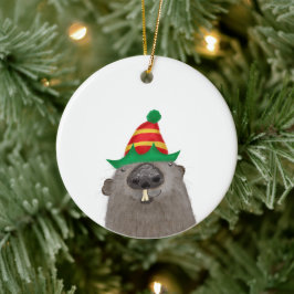 Niedliche Keramik des Erdhogs Weihnachtsbaumdekora Ornament