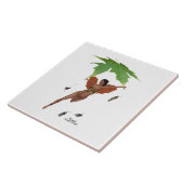 Niedliche Keramik mit braunen Flügeln Fliese (Seite)