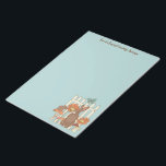 Niedliche Kerntiere leichte blaue Schreibpapiere Notizblock<br><div class="desc">Schreiben Sie Buchstaben mit diesem personalisierten Notizblock in Stil. Es zeigt Abbildungen eines Schmetterlings, einer Maus und eines Kaninchens, sowie einige Pilze, Blume und ein weißes Set mit einem Heftzaun vor einem hellblauen Hintergrund. Es gibt einen Ort, an dem Sie Ihre eigene benutzerdefinierte Nachricht oben auf den Seiten hinzufügen können....</div>