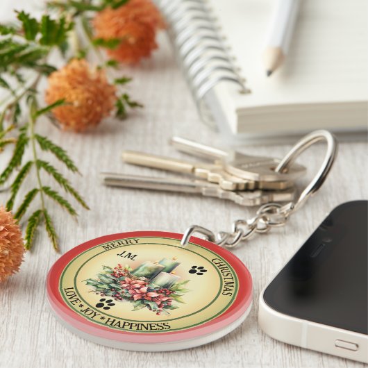 Niedliche Kerzen Katzenjause Doppelseitig Schlüsselanhänger (Vorderseite rechts)