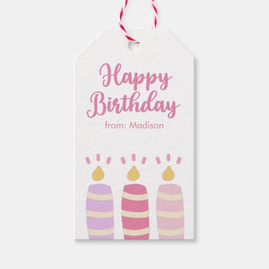 Niedliche Kerzen Personalisiert Happy Birthday Geschenkanhänger (Vorderseite)
