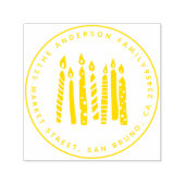 Niedliche Kerzen Rund Familienname und Rücksendead Permastempel (Design)