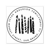 Niedliche Kerzen Rund Familienname und Rücksendead Permastempel (Design)