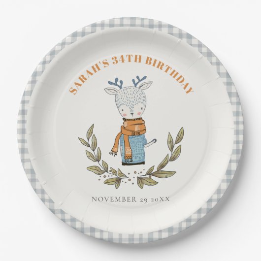 Niedliche keuchige Winterrutsche jeden Geburtstag Pappteller (Vorderseite)