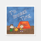 Niedliche Kid Foxes Camping machen S'mores Papier  Serviette (Vorderseite)