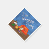 Niedliche Kid Foxes Camping machen S'mores Papier  Serviette (Ecke)
