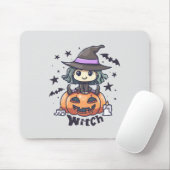 Niedliche Kid Hexe sitzend auf einem Kürbis - "Hex Mousepad (Mit Mouse)