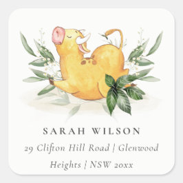 Niedliche Kids-Adresse der Hobbyhütte Quadratischer Aufkleber