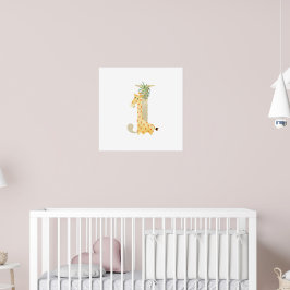 Niedliche Kids Animal Giraffe Monogram J Kinderzim Poster