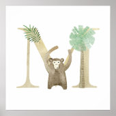 Niedliche Kids Animal MONKEY Monogramm M Kinderzim Poster (Vorne)