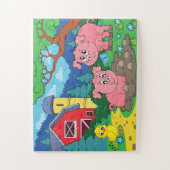 Niedliche Kids farbenfrohe Landtiere - Schweine Puzzle (Vertikal)