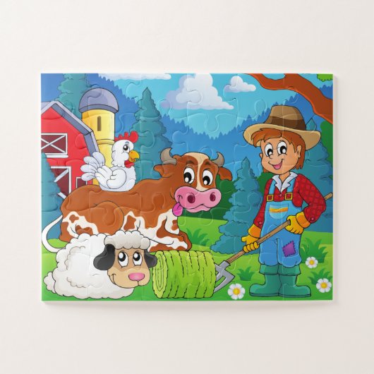 Niedliche Kids farbenfrohe Landtiere und Bauer Puzzle (Horizontal)