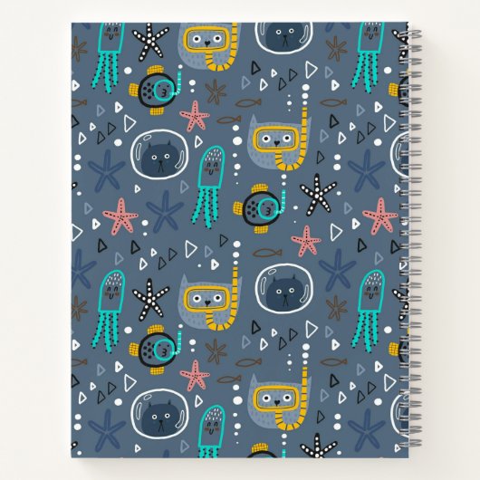 Niedliche Kids Fischen Katzen Seebarnelen Notizblock (Rückseite)