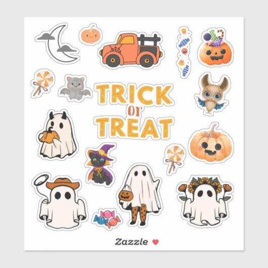 Niedliche Kid's Halloween Ghost Pumpkin Stickers Aufkleber (Blatt)