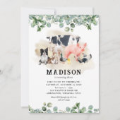 Niedliche Kids-Landtiere zum Geburtstag Einladung (Vorderseite)