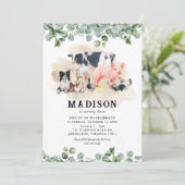 Niedliche Kids-Landtiere zum Geburtstag Einladung (Stehend Vorderseite)