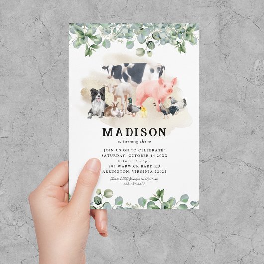 Niedliche Kids-Landtiere zum Geburtstag Einladung