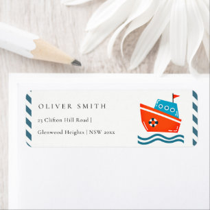 Niedliche Kids Nautical Boat Wellen Adresse