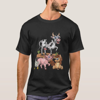 Niedliche Kids Squad Kuh Huhn Schwein Pferd Farmti T-Shirt