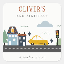 Niedliche Kids - Stadtautos für alle Altersgruppen Quadratischer Aufkleber