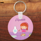 Niedliche Kids-Töpferkunst für Mädchen Schlüsselanhänger (Vorderseite)